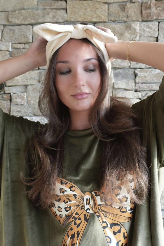 Nora Stretch Velour Headband French Ivory